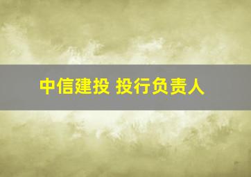 中信建投 投行负责人